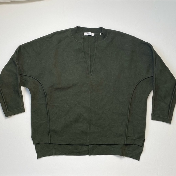 Sandro sweater women’s dark green boyfriend oversized cozy knitwear pullover - Picture 1 of 6